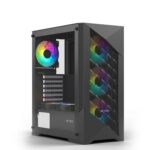 Ant Esports ICE- 270M 6F (Pre-Installed 6 Static RGB Fans) Cabinet- Black