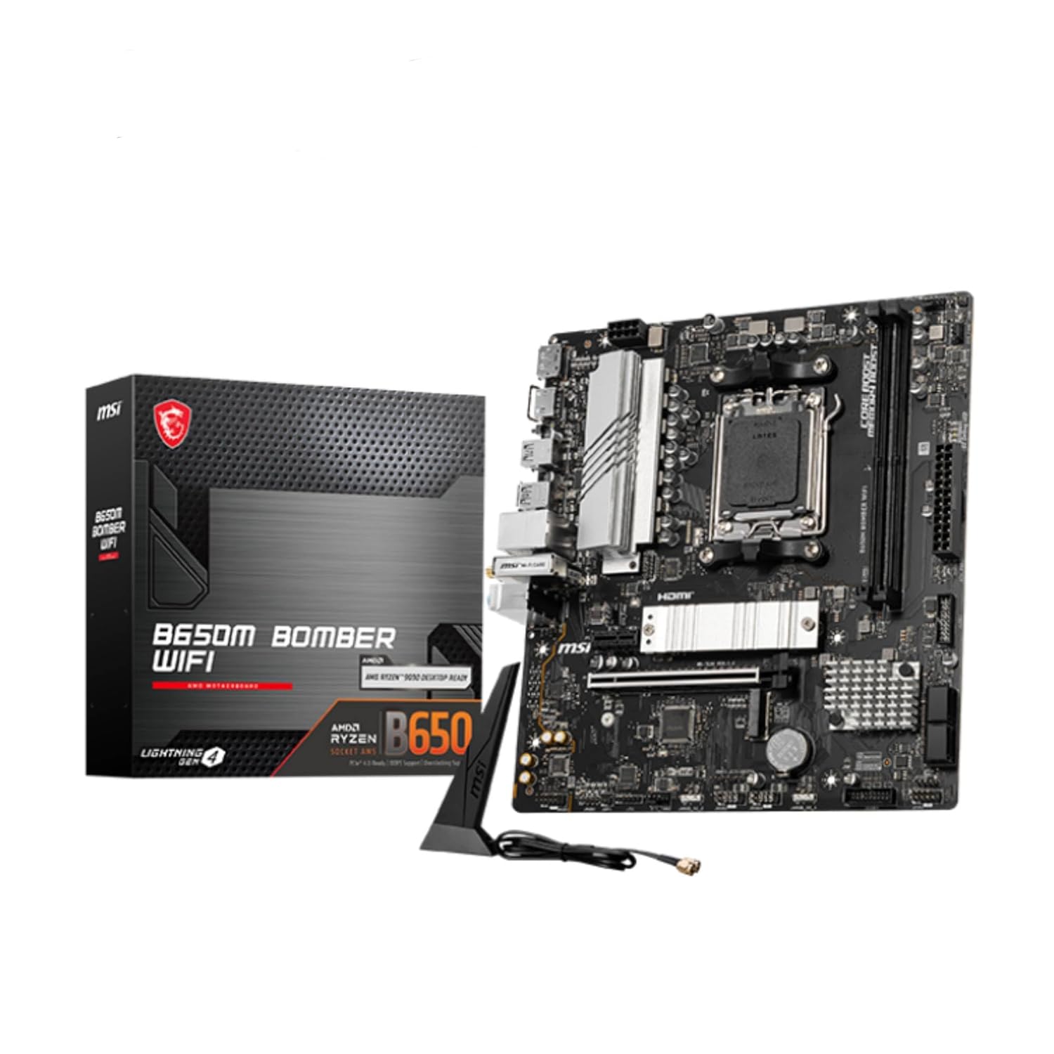 MSI B650M Bomber WiFi Support AMD Ryzen 9000/8000/ 7000 Series mATX DDR5 Motherboard - Image 1