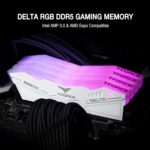 TeamGroup T-Force Delta RGB 32GB (2X16GB) 6000MHz CL38 DDR5 Desktop Gaming Memory RAM – White - Image 2